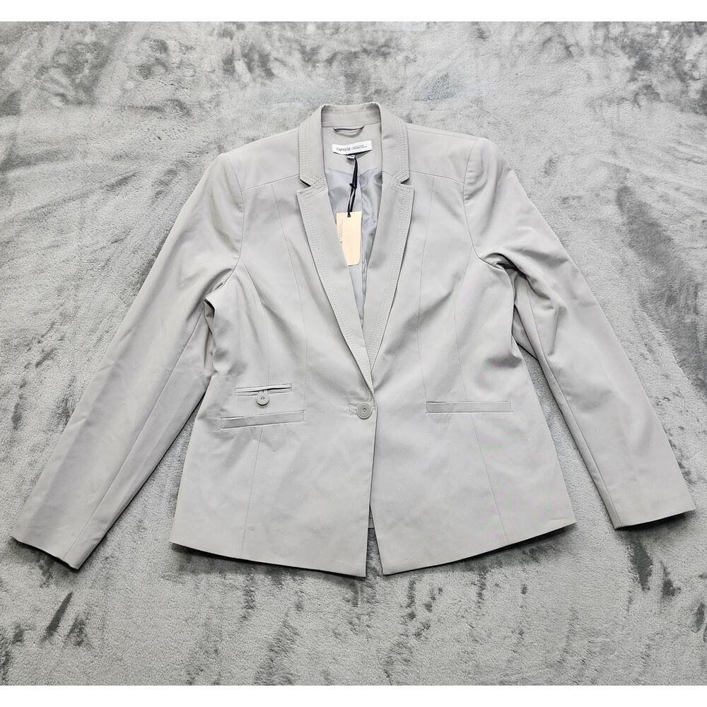 JD Williams Capsule Blazer Womens 10 Light Gray Single Button Preppy‎ Office